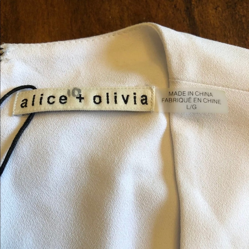 NWT $265 Alice + Olivia Maya Dress Navy White Sz L - Picture 4 of 8